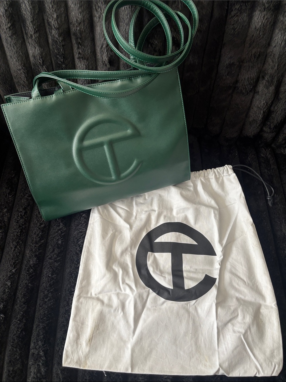 Green Leather Telfar Tote Bag with Embossed Logo - Women